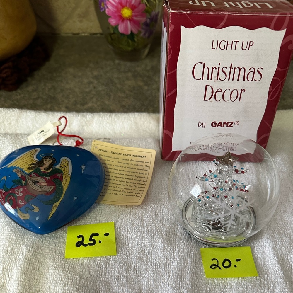 GANZ Blue Angel Heart Ornament $25  & tree globe$20